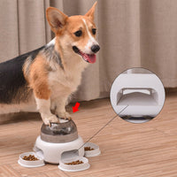 Dog enrichment feeder toy with interactive treat dispensing function