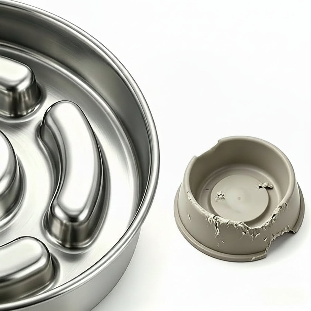 Stainless steel dog bowl suitable for small, medium, and large dogs during daily feeding use.