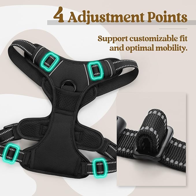 Dog harness vest with front and back leash clips