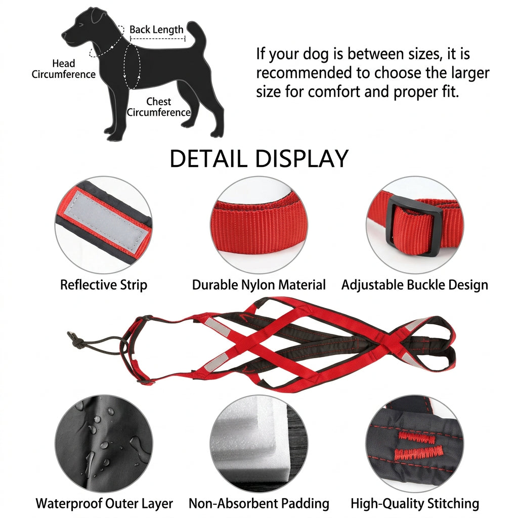 Dog harness with connected traction rope for outdoor use