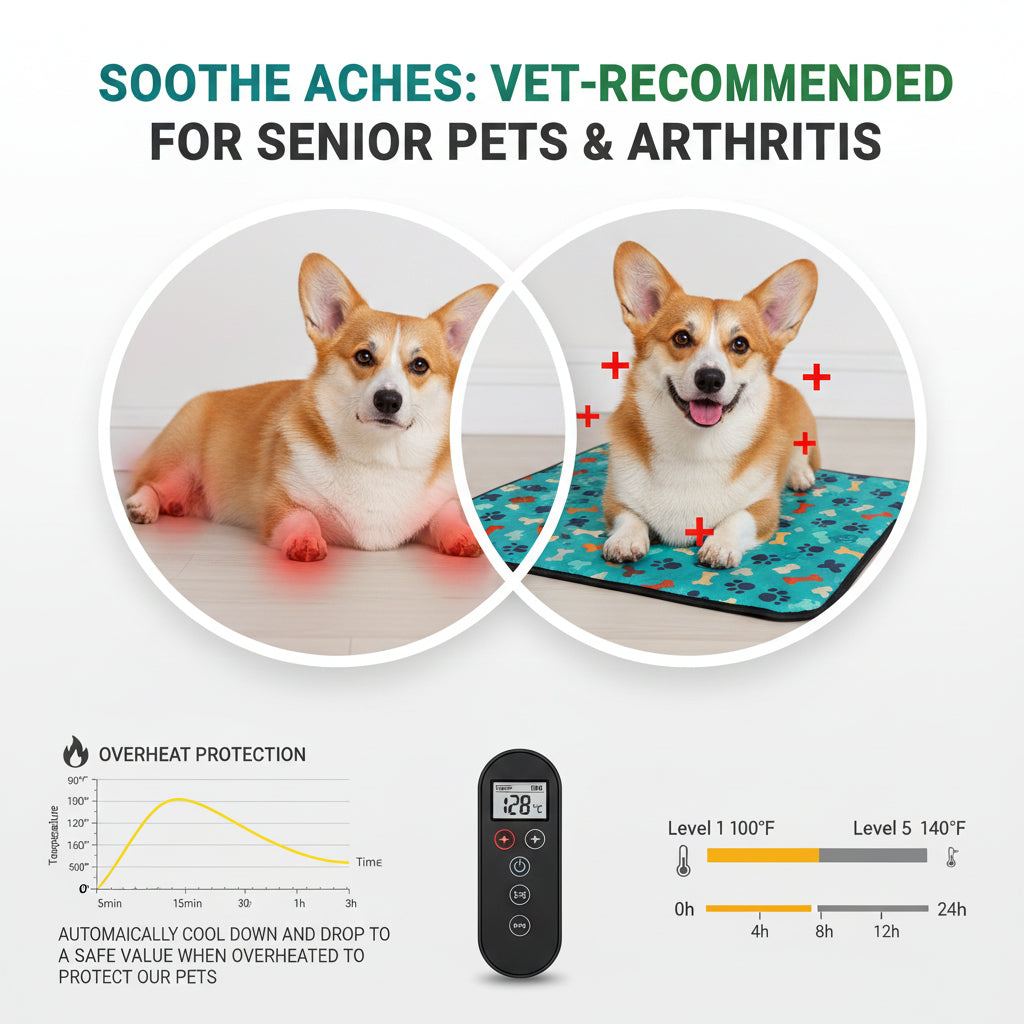 Dog Heating Pad with Durable Protective Cable Tube