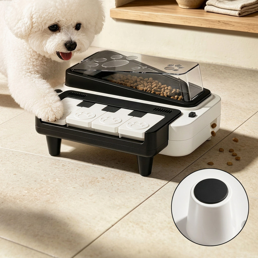Interactive dog feeding toy with dry food dispensing compartments