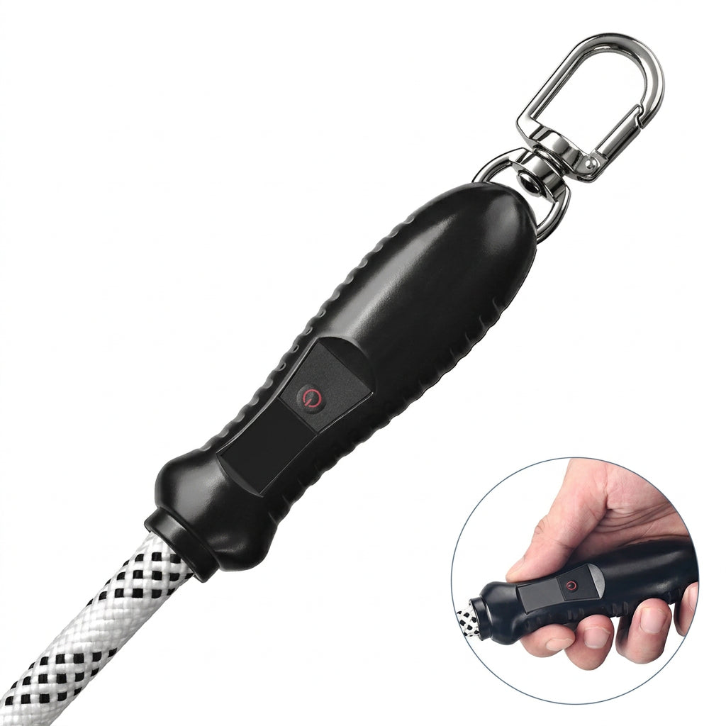 Dog walking leash with digital rechargeable battery power indicator