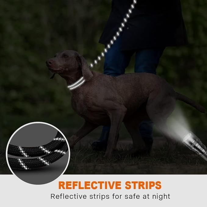 Padded handle detail on a rope dog leash