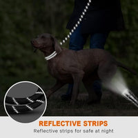 Padded handle detail on a rope dog leash