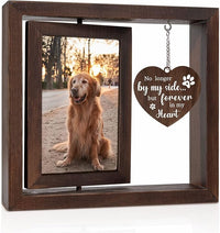 Rotating Wooden Picture Frame for Dog Memorial, 4x6 Photo Display