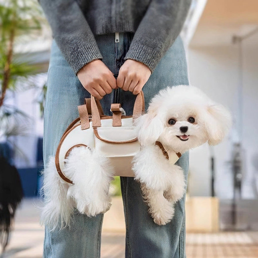 Dog purse carrier with side pocket design