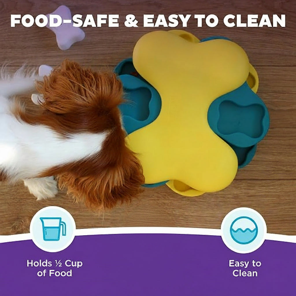 Dog puzzle toy with 3 layer spinning design