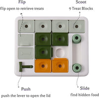 Top view of a dog puzzle toy with treat compartments