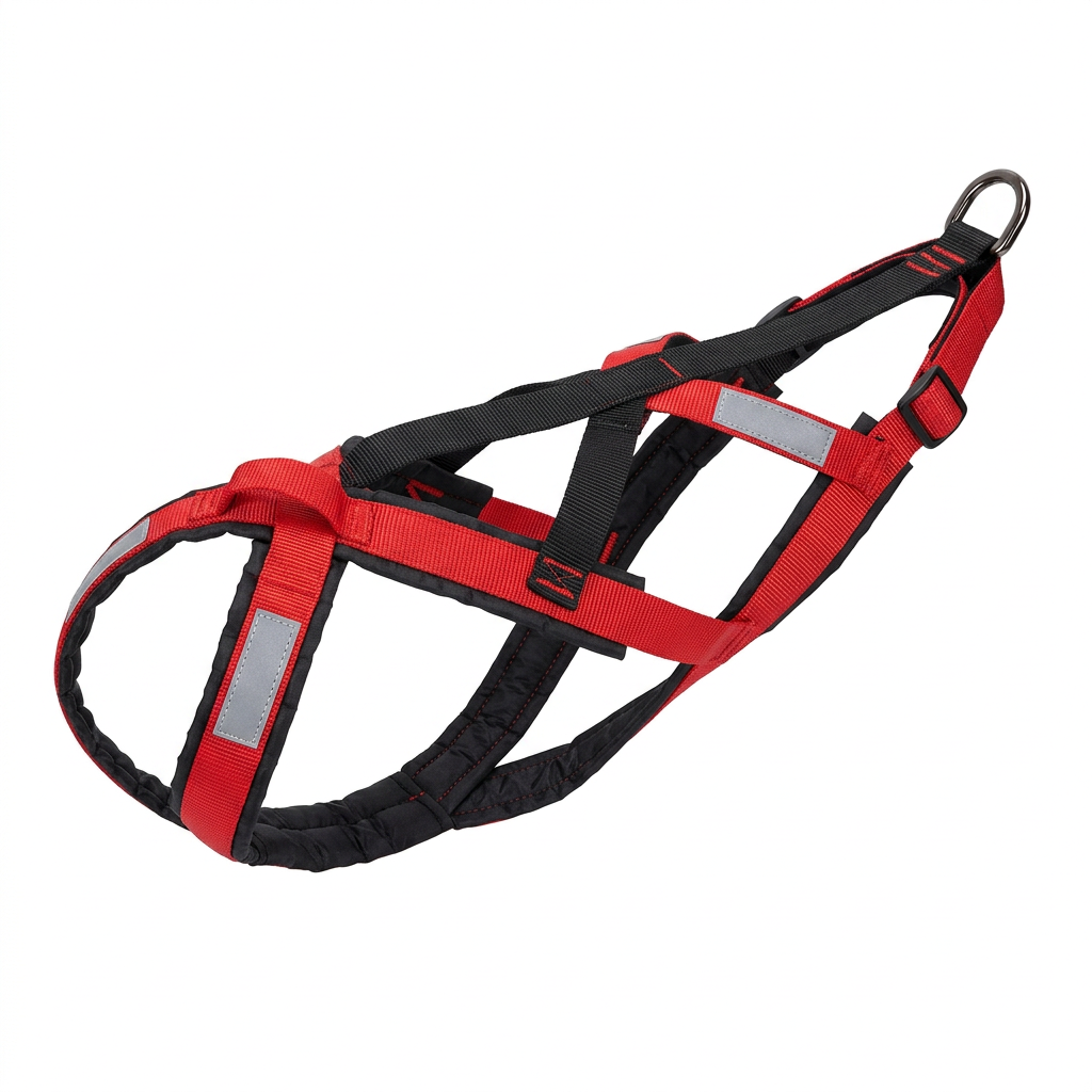 Dog sledding harness with traction rope for outdoor activities