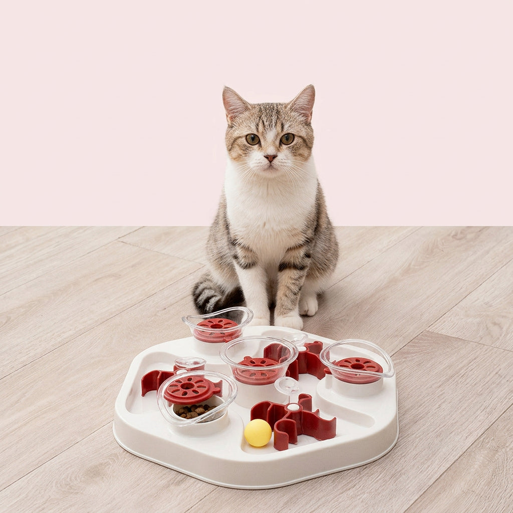 Dog slow feeding puzzle tray with interactive maze compartments