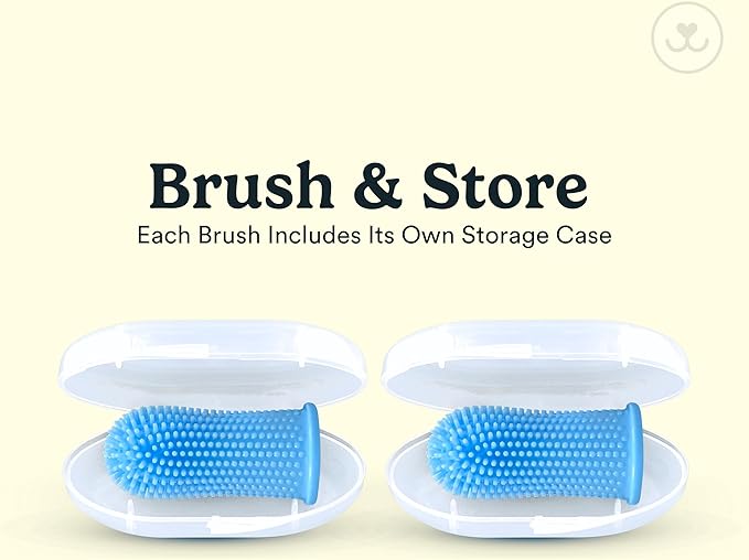 360 Dog Toothbrush Kit for Teeth Cleaning, Finger Toothbrush for Cats and Dogs (Blue)