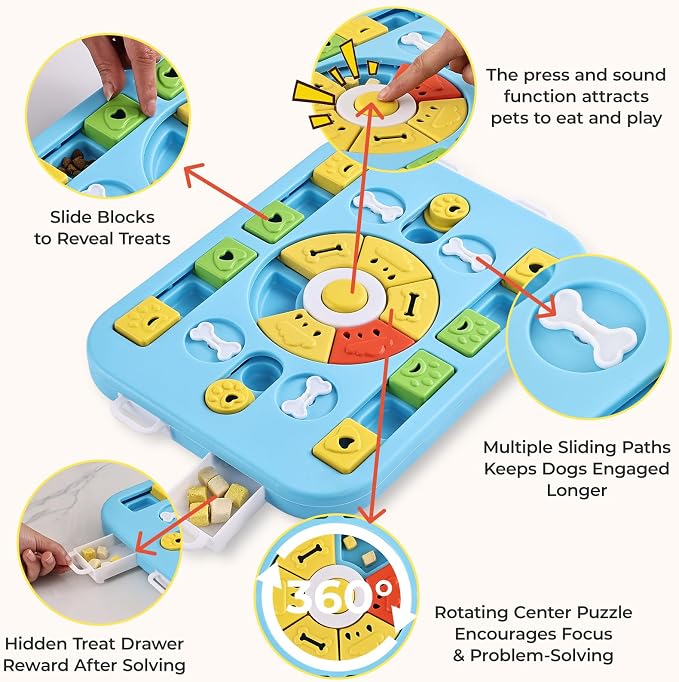 Dog Training Feeder Bowl with Puzzle Design