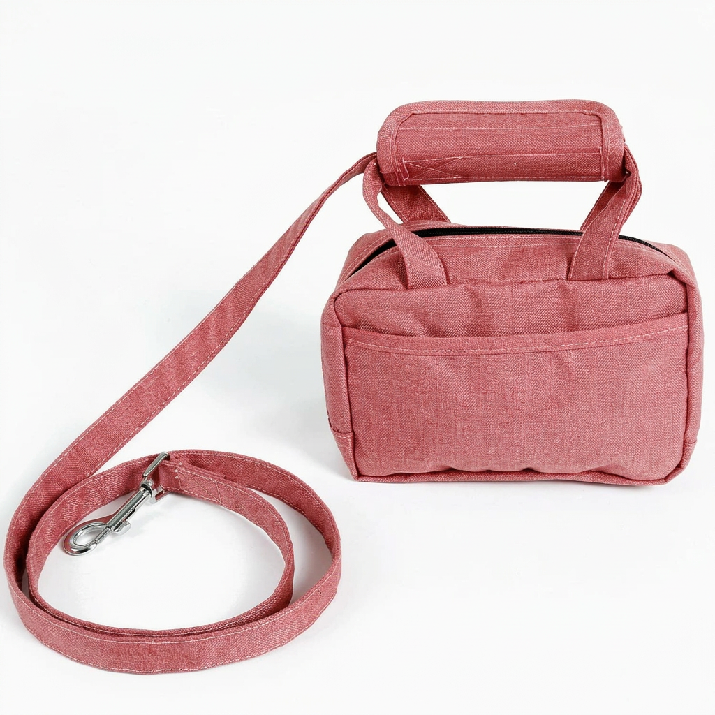 Dog treat bag and walking leash accessory set for outdoor use