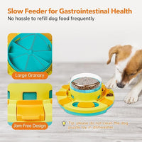 Front view of a dog activity toy with treat compartments
