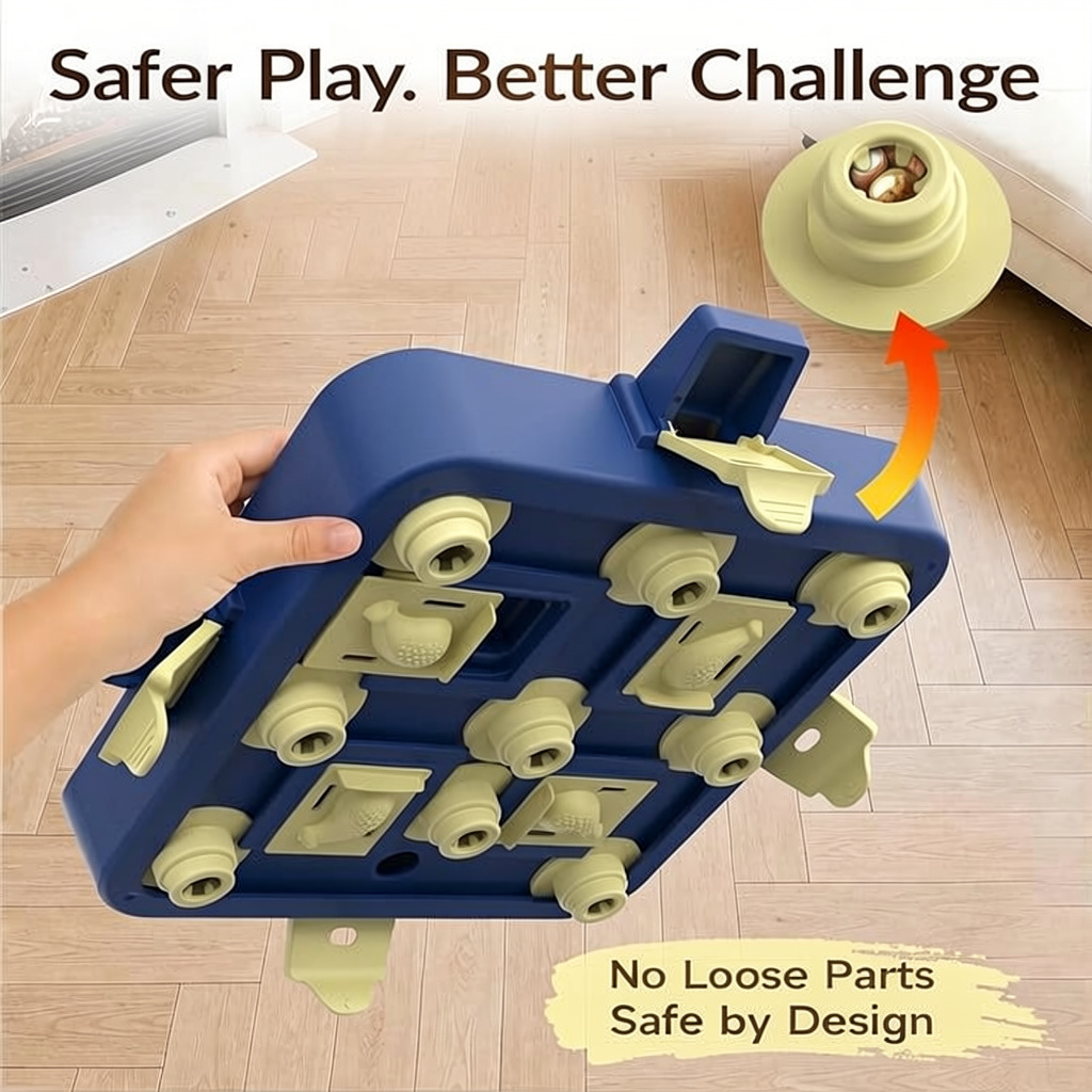 Treat-dispensing dog puzzle toy suitable for dry food and playtime

