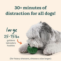 Dog ball toy shown with silicone treat tray