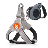 Vest-style dog walking harness with leash