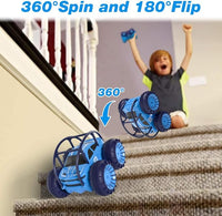 Double-sided remote control car for indoor and outdoor play
