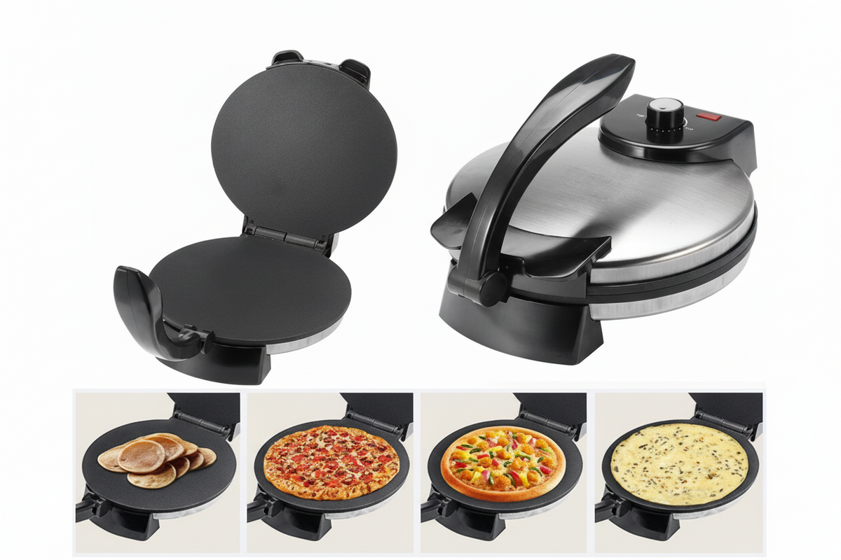 Double-sided electric roti maker for countertop cooking