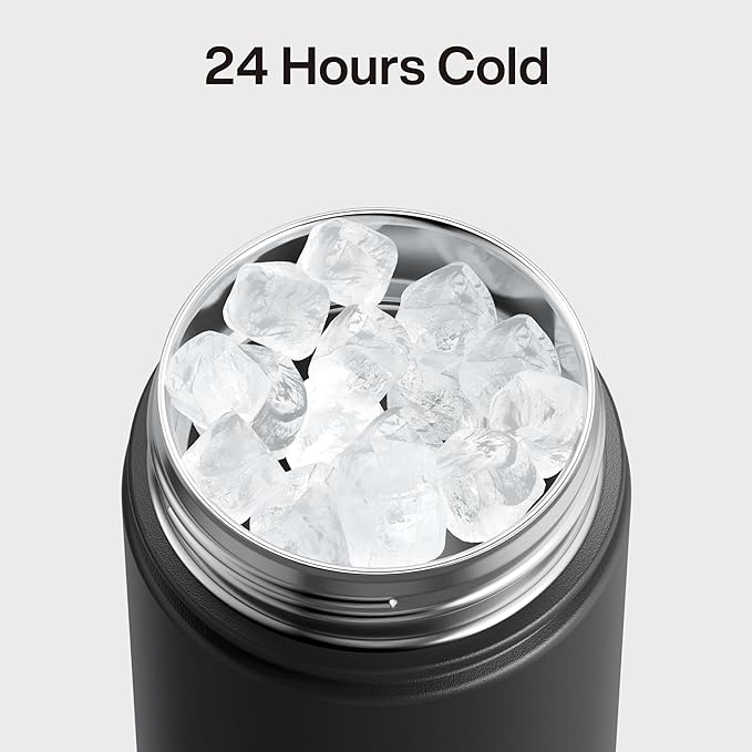 Double wall thermal bottle designed to keep drinks cold for hours
