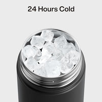Double wall thermal bottle designed to keep drinks cold for hours