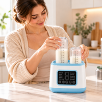Electric double bottle warmer designed to hold two baby feeding bottles