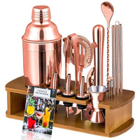 Drink mixing shaker set with reusable stainless steel components
