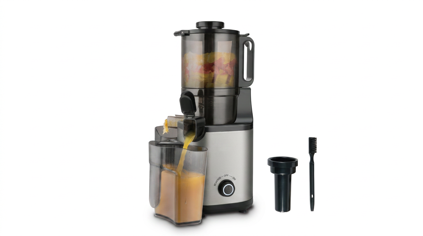 Dual blade juicer machine with stainless steel processing components