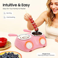 Dual chocolate melting pot for preparing separate ingredients