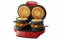 Dual cooking electric breakfast machine for sandwiches and bread