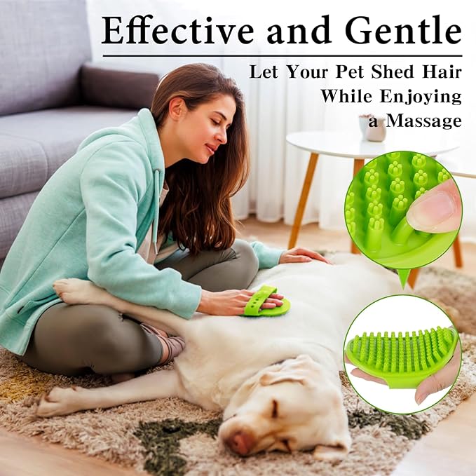 Dual Function Dog Bath Brushes for Shampooing, Deshedding, and Massaging Pets