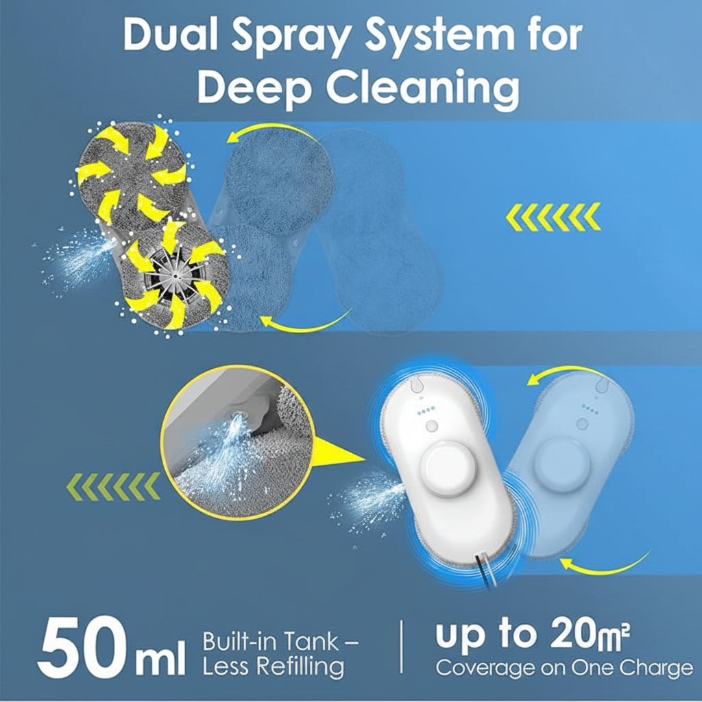 Window cleaning robot with dual spray system