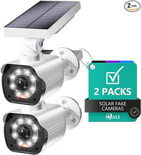 dummy security camera with solar motion sensor light white dome
