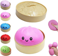 Dumpling squishy mystery box with glitter stress balls and steamer