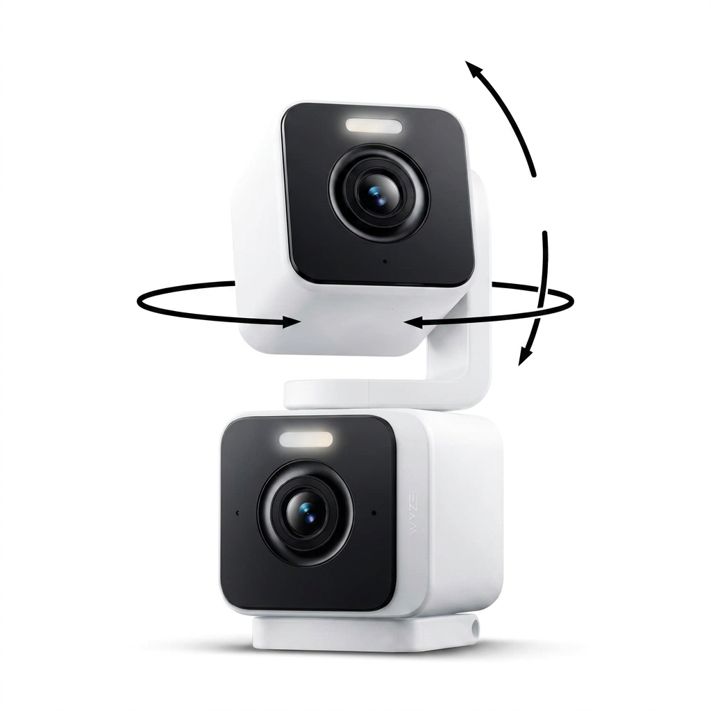 Duo Cam Pan 2K Security Camera, offering 360° pan/tilt, color night vision, and smart motion detection