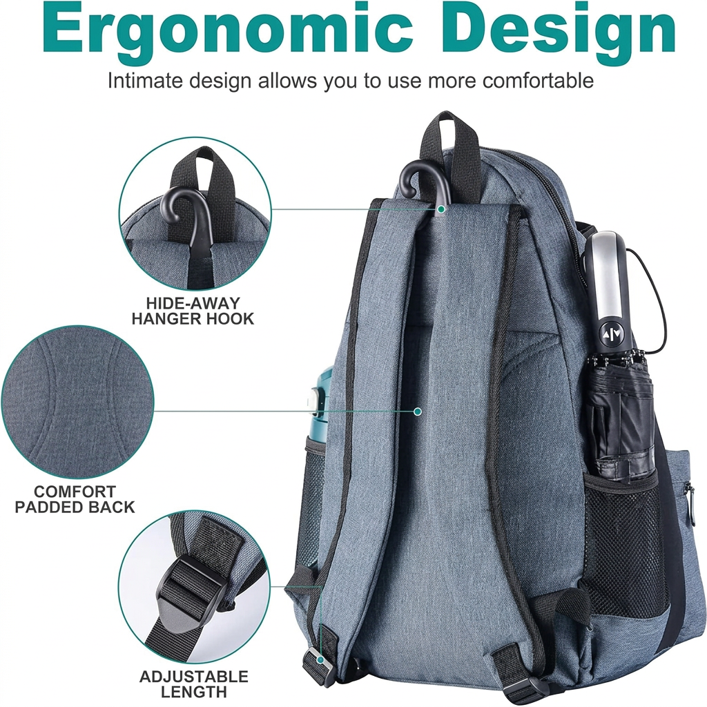Durable Tennis Backpack with Multiple Pockets for Accessories