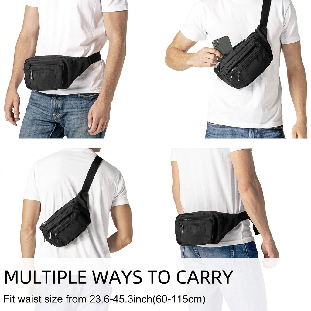 Durable water resistant waist belt bag for hiking travel and outdoor sports