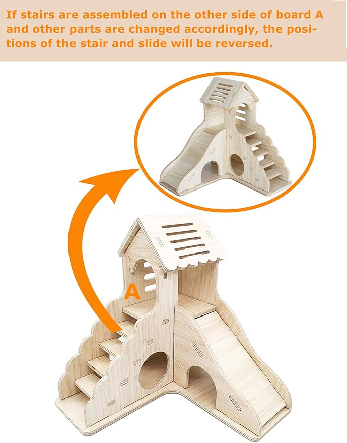 Dwarf Hamster Hideout Wooden Habitat for Cage