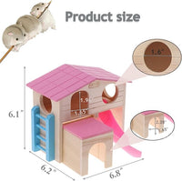 Dwarf Hamster Pink Wooden House Hideout