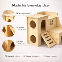 Dwarf Hamster Wooden House Maze Hut for Cage