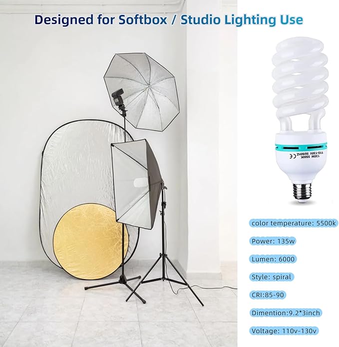 CFL photography bulb with E27 E26 socket compatibility