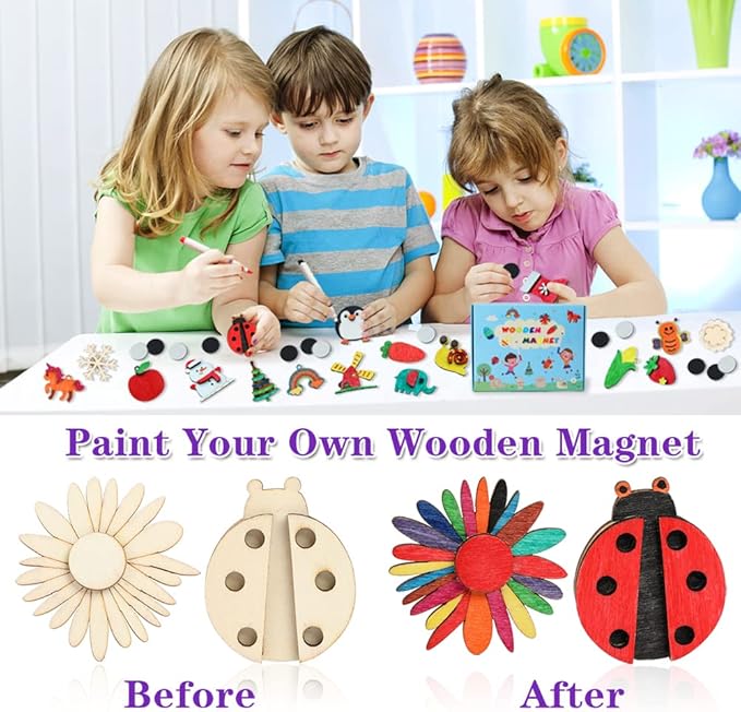 Easter crafts DIY wooden magnets for boys and girls aged 4-12