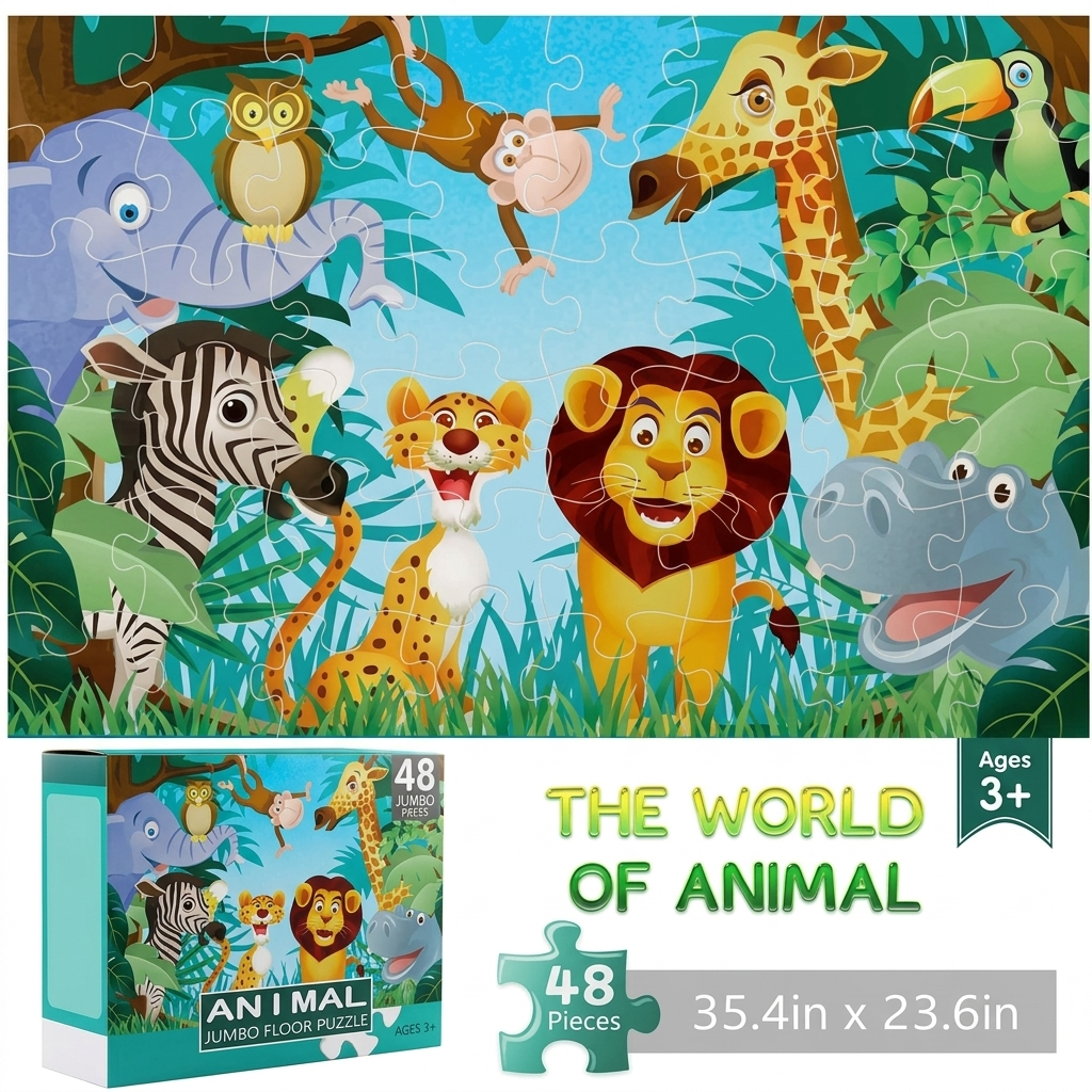 Educational Floor Puzzle for Preschoolers – Farm Animal Theme for Toddlers Ages 3-5