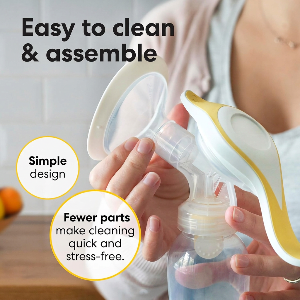 Easy grip manual milk pump with soft shield and comfortable design