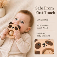 Easy hold wooden baby rattle toy for supervised infant play routines