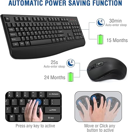 wireless keyboard and mouse angled view