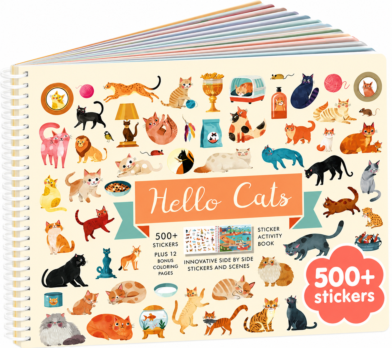 Educational activity book for kids with coloring and animal habitat stickers