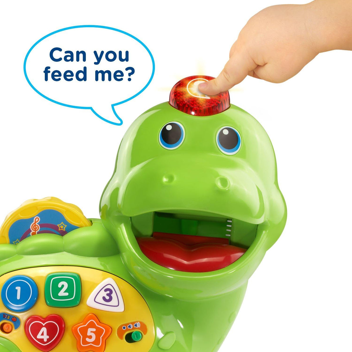 Educational dinosaur toy featuring number recognition and counting play features.