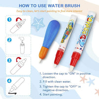 Educational water doodle mat with magic pens for creative play and learning